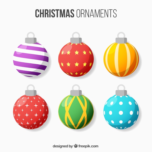 Assortment of abstract christmas balls