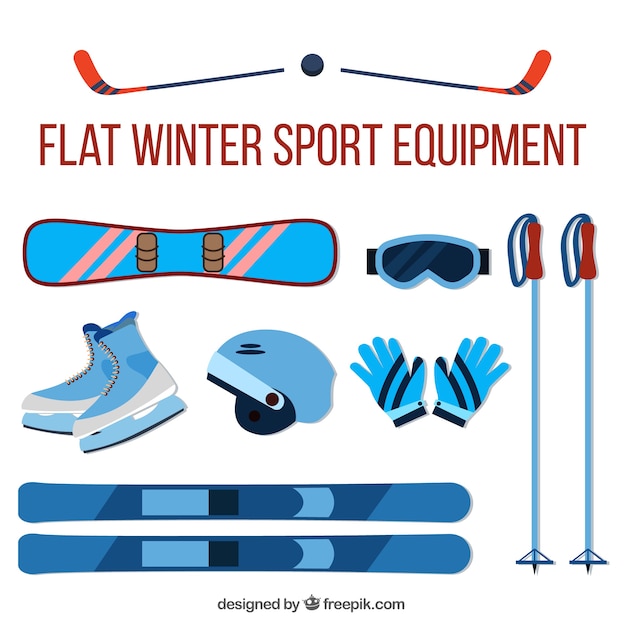 Free vector assortment of accessories for skiing