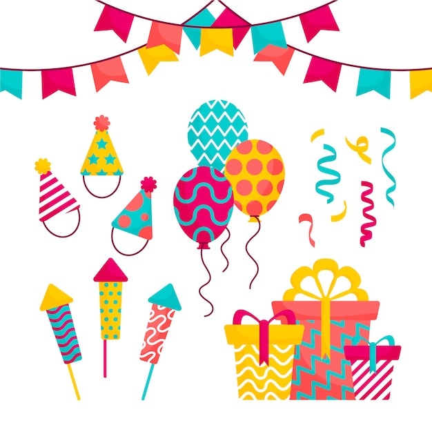 Free vector assortment of birthday decoration