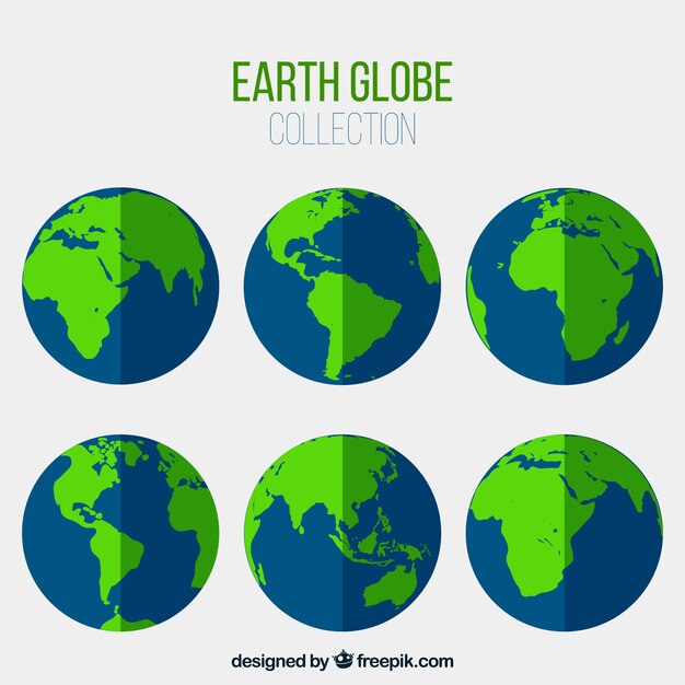 Assortment of blue and green earth globes