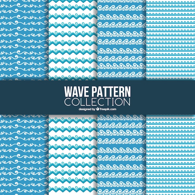 Assortment of blue wave patterns
