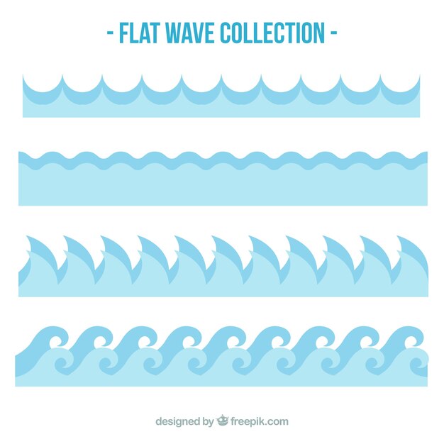 Assortment of blue waves in flat design