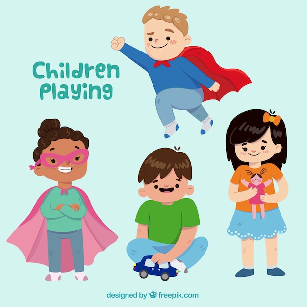 Assortment of cheerful children playing