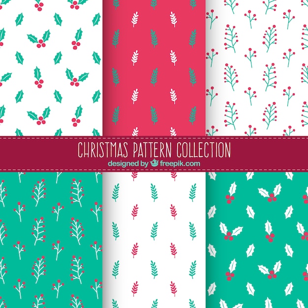 Free vector assortment of christmas patterns with floral elements