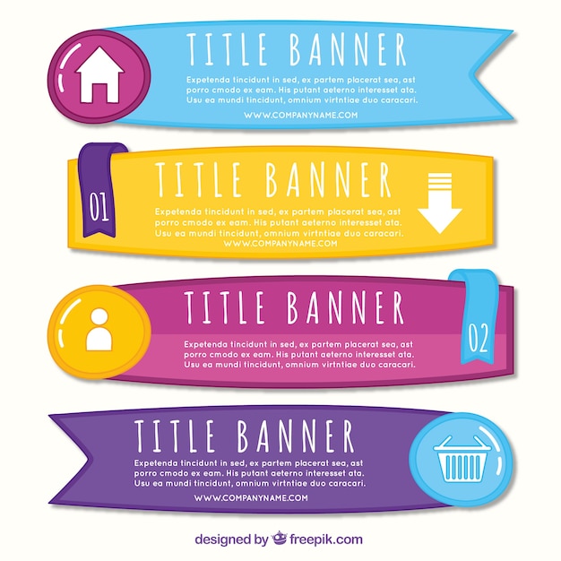 Assortment of colored infographic banners in hand-drawn style
