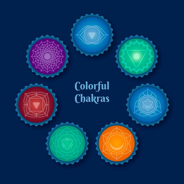 Free vector assortment of colorful chakras