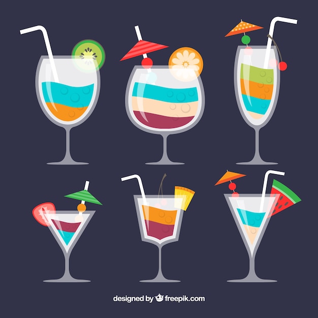 Free vector assortment of colorful cocktails