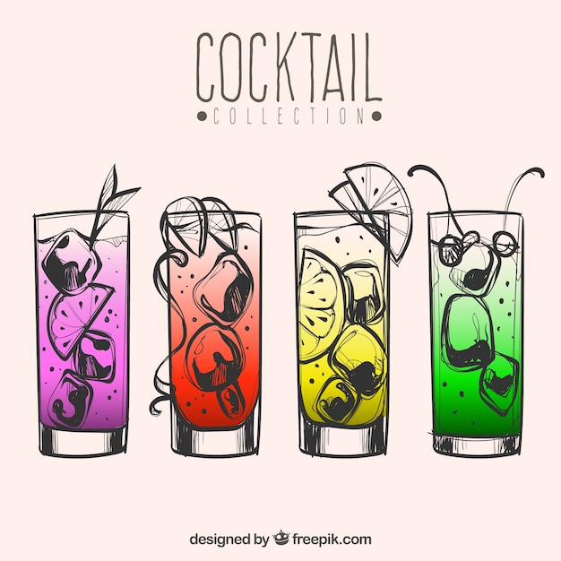 Free vector assortment of colorful cocktails