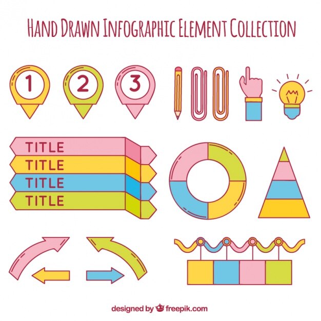 Free Vector assortment of colorful hand-drawn infographic elements