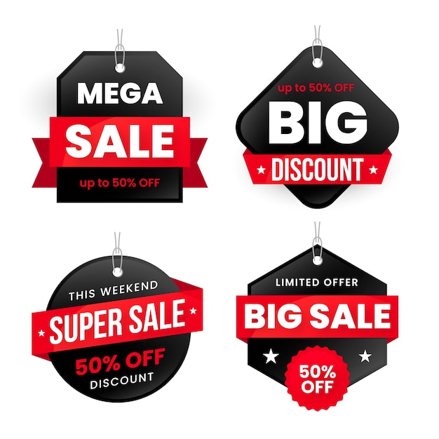 Assortment of colorful sales banners