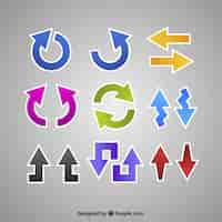 Free vector assortment of colorful stickers with arrow shaped