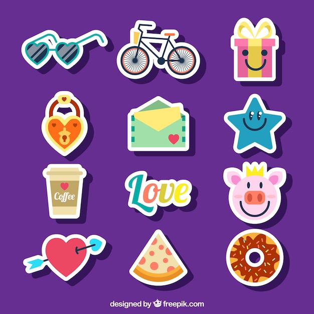 Free vector assortment of colorful stickers