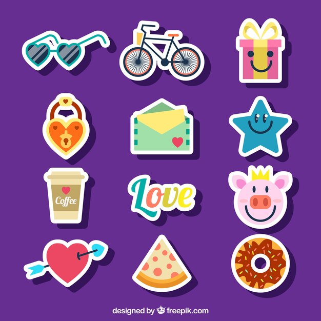 Assortment of colorful stickers