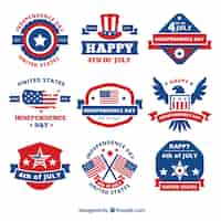 Free vector assortment of decorative labels for independence day