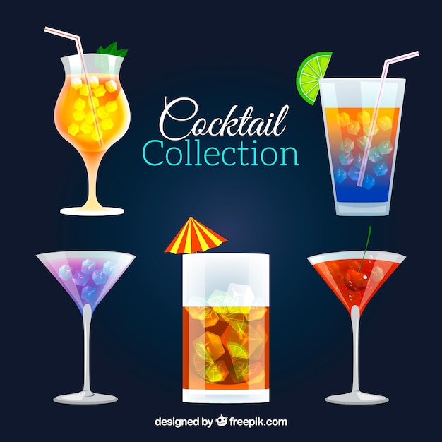 Vettore gratuito assortimento di deliziosi cocktail