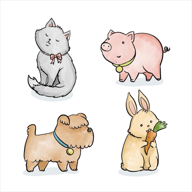 Free vector assortment of different pets