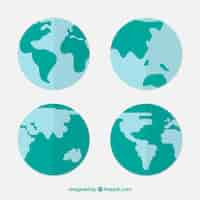 Free vector assortment of earth globes in blue tones