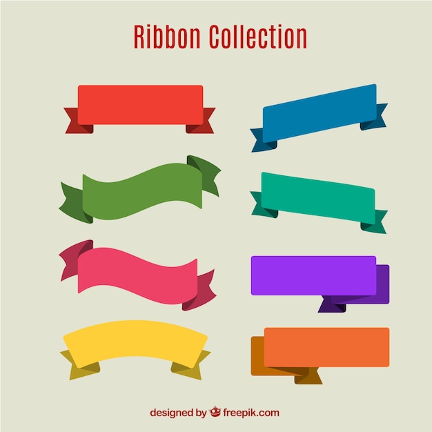 Assortment of eight ribbons with different colors