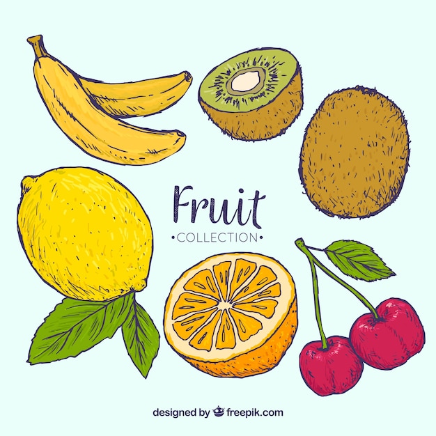 Ассортимент фантастических рисованных фруктов