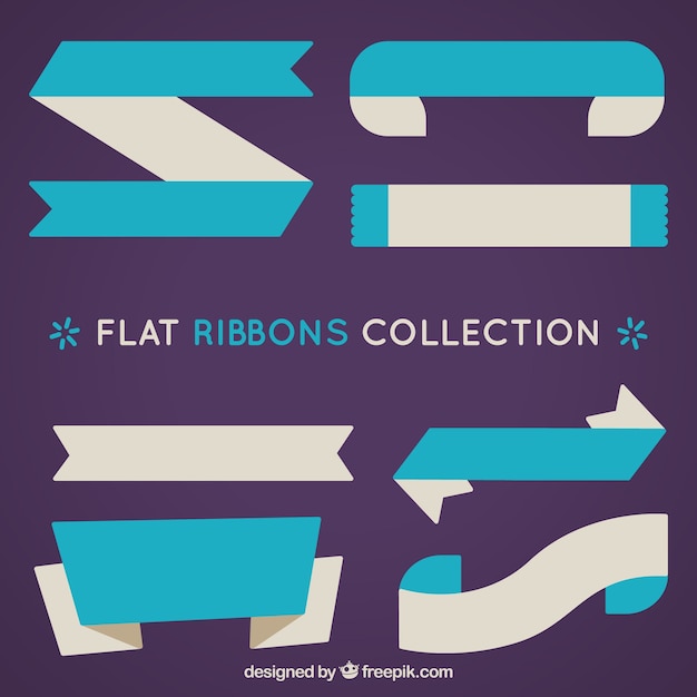 Free vector assortment of flat blue ribbons