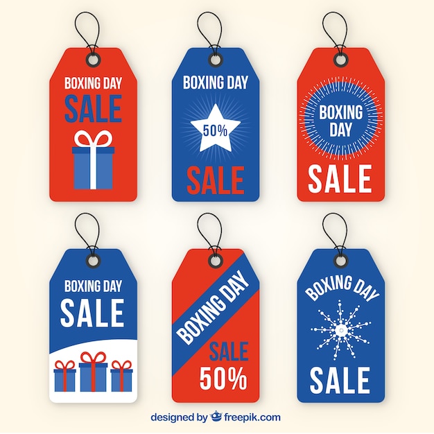 Free vector assortment of flat boxing day labels