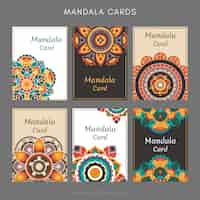 Free vector assortment of flat mandala cards with orange details