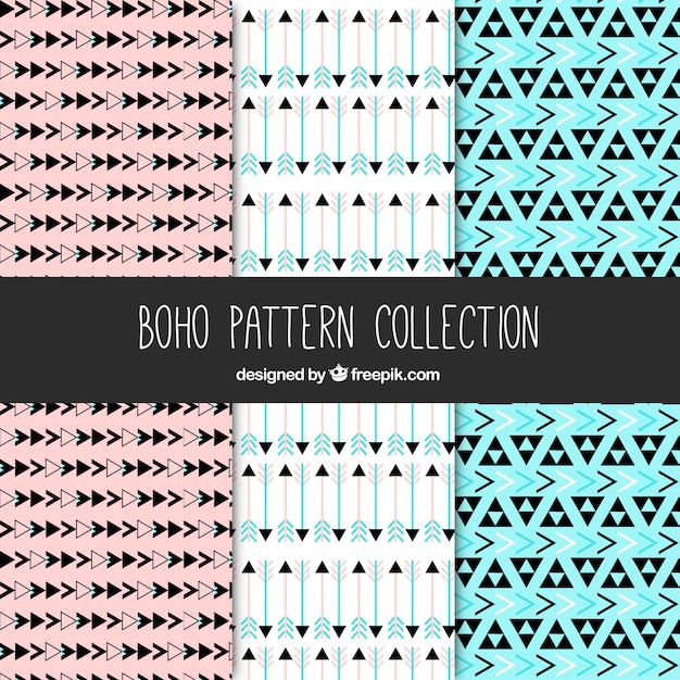 Free vector assortment of flat patterns in boho style