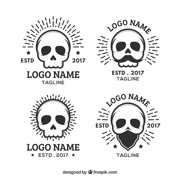 Free vector assortment of flat skull logos