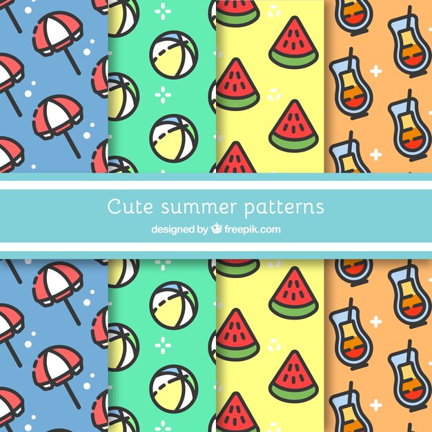 Assortment of four cute summer patterns