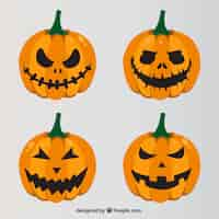 Free vector assortment of four evil pumpkins