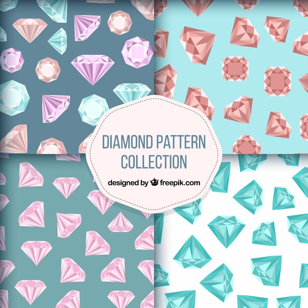 Free vector assortment of four patterns with flat diamonds