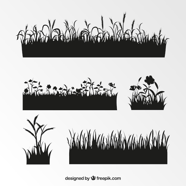 Free vector assortment of grass silhouettes with great designs