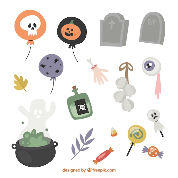 Assortimento di elementi di halloween