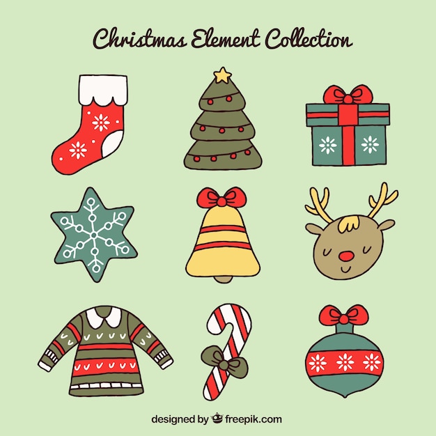 Assortment of hand drawn christmas decorations