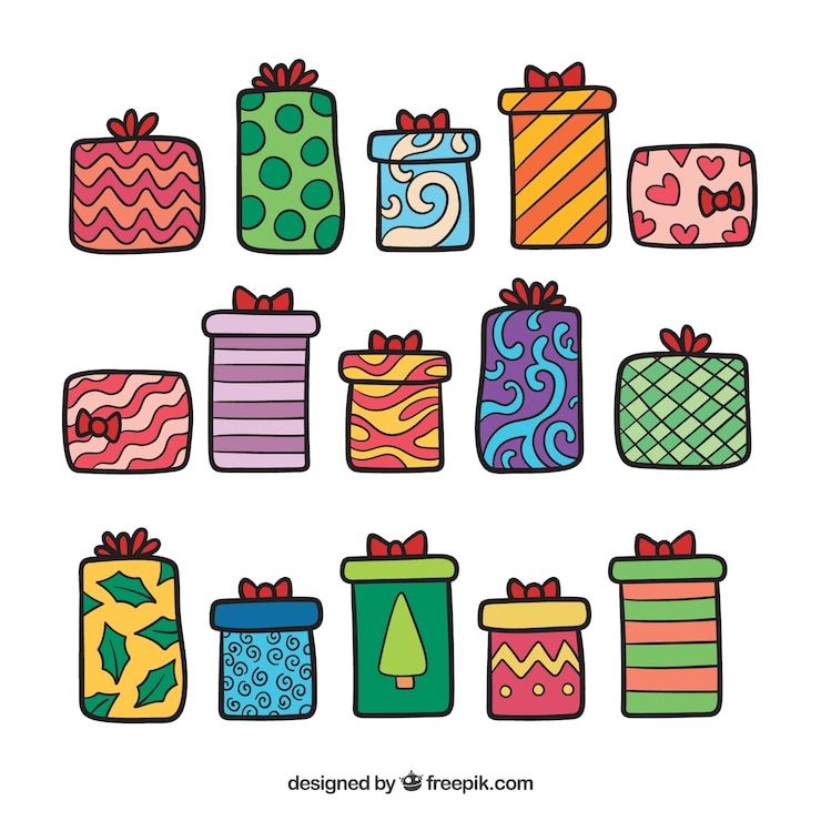 Free Vector assortment of hand drawn christmas gifts