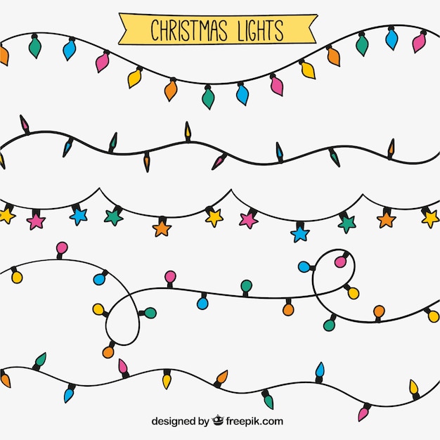 Assortment of hand drawn christmas string lights