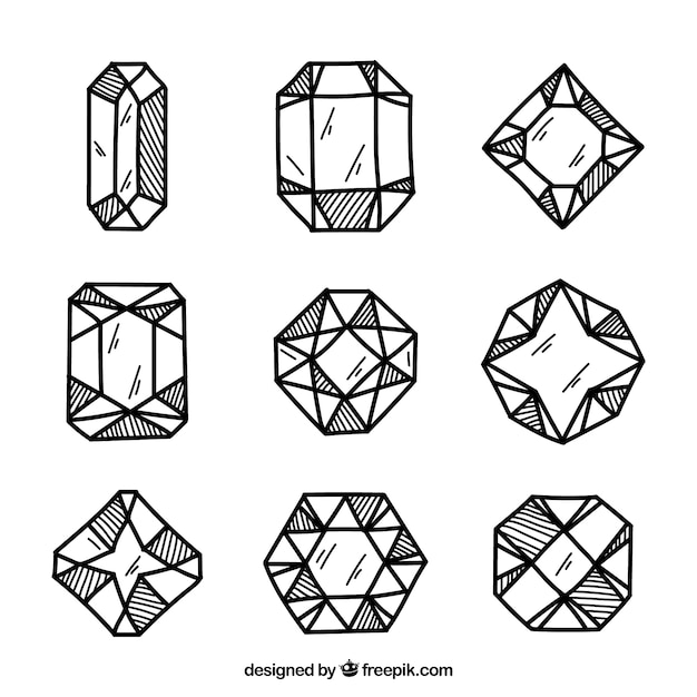 Free vector assortment of hand-drawn diamonds