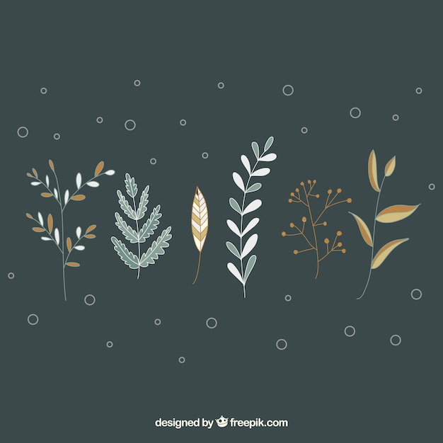 Free vector assortment of hand-drawn flowers for winter