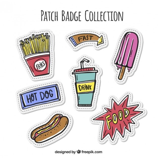 Free vector assortment of hand drawn patches