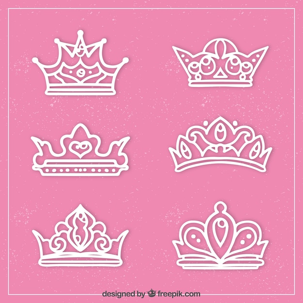 Free Vector assortment of hand-drawn white crowns