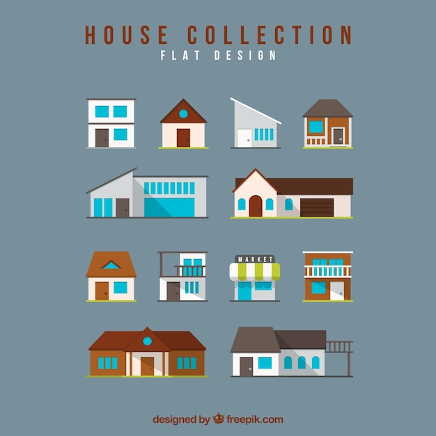 Free vector assortment of houses with variety of designs