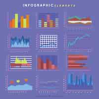 Vettore gratuito assortimento di grafici infographic con varietà di disegni