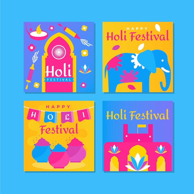 Assortment of instagram posts for holi festival