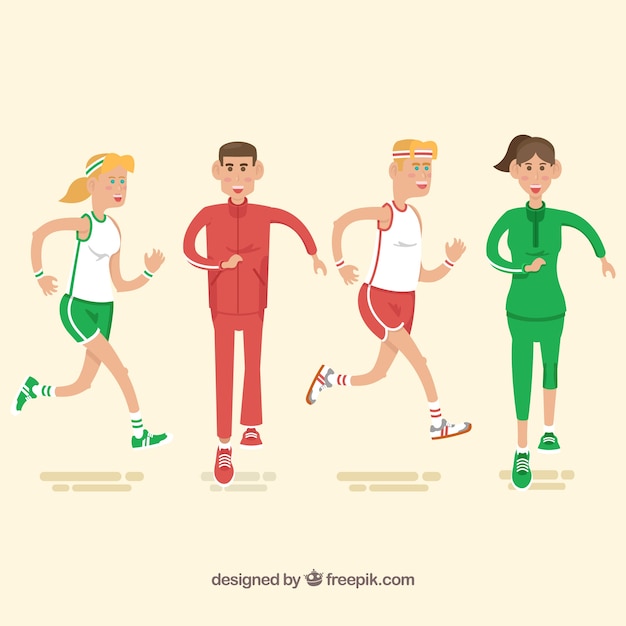 Free vector assortment of men and women running