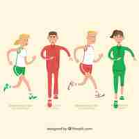 Free vector assortment of men and women running