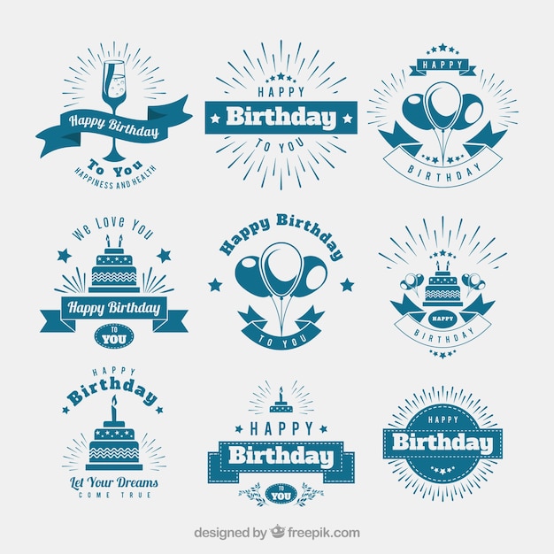 Free vector assortment of nine birthday badges