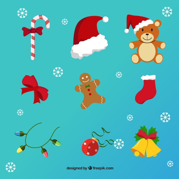 Бесплатное векторное изображение Ассортимент рождественские украшения
