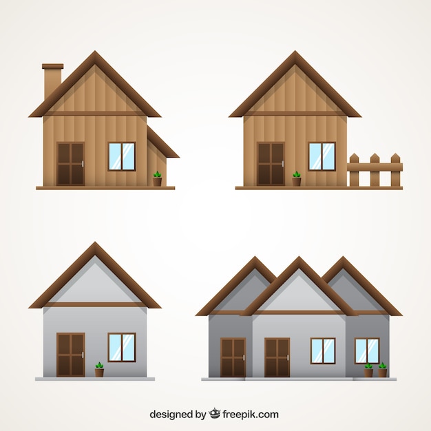 Бесплатное векторное изображение Ассортимент декоративных фасадов с разнообразием конструкций