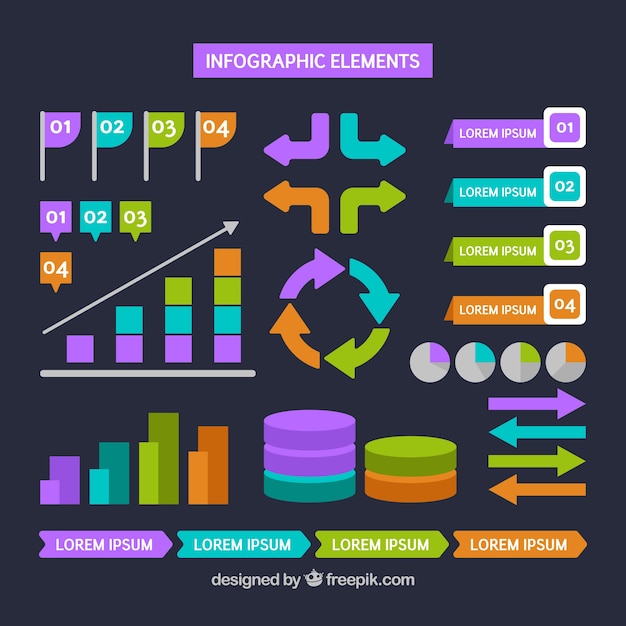 무료 벡터 플랫 infographic 요소의 구색