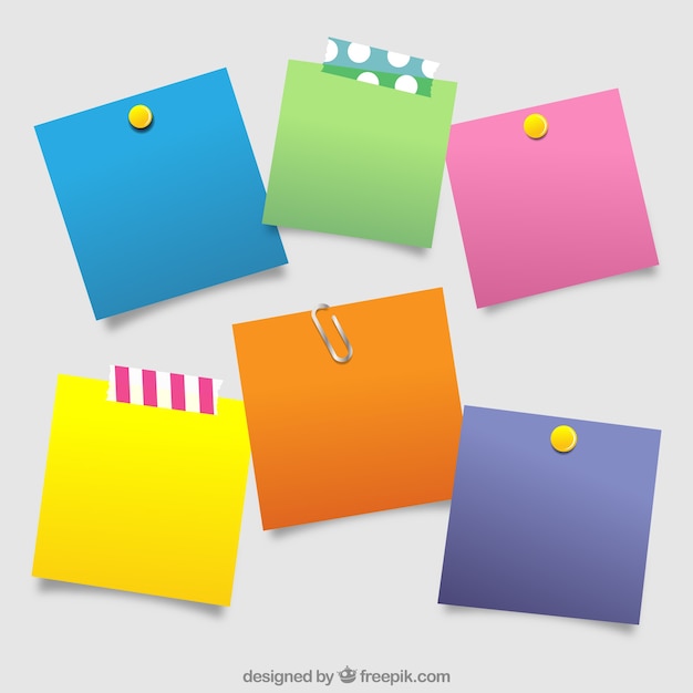 Free vector assortment of post-it with different colors